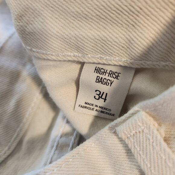 BDG Urban Outfitters Cream High Waisted Baggy Jeans 34 - Picture 10 of 11